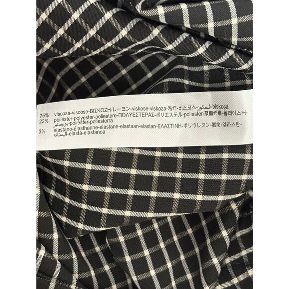 Zara Black and Cream Plaid Checked Pants, Skinny Slacks, Womens Size L - Picture 6 of 8